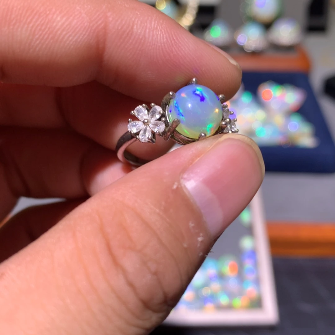 欧泊银S925镶嵌欧泊戒指