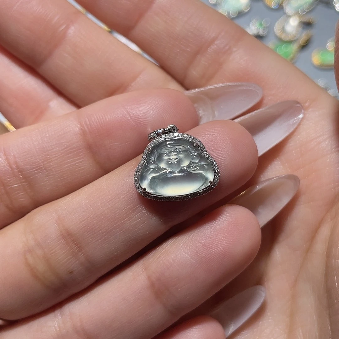 吊坠(不含链)18K金镶嵌翡翠