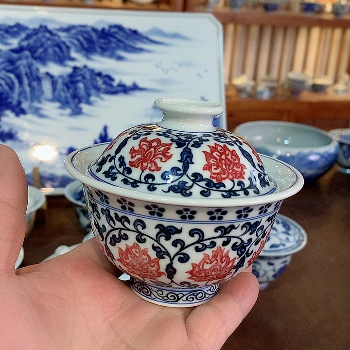 錡镇堂手工手绘盖碗