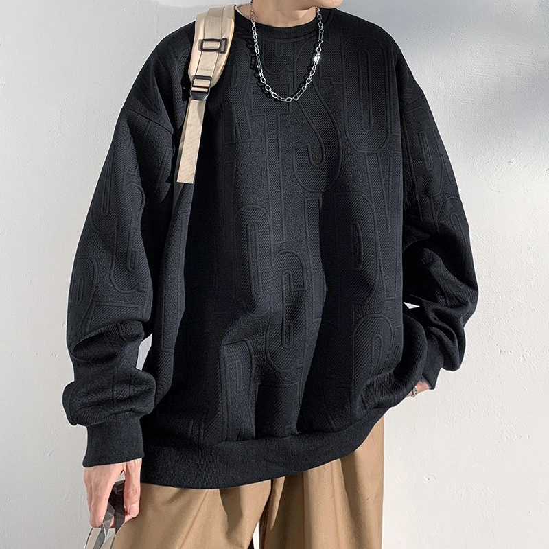 男士秋冬长袖圆领百搭休闲宽松卫衣两件装