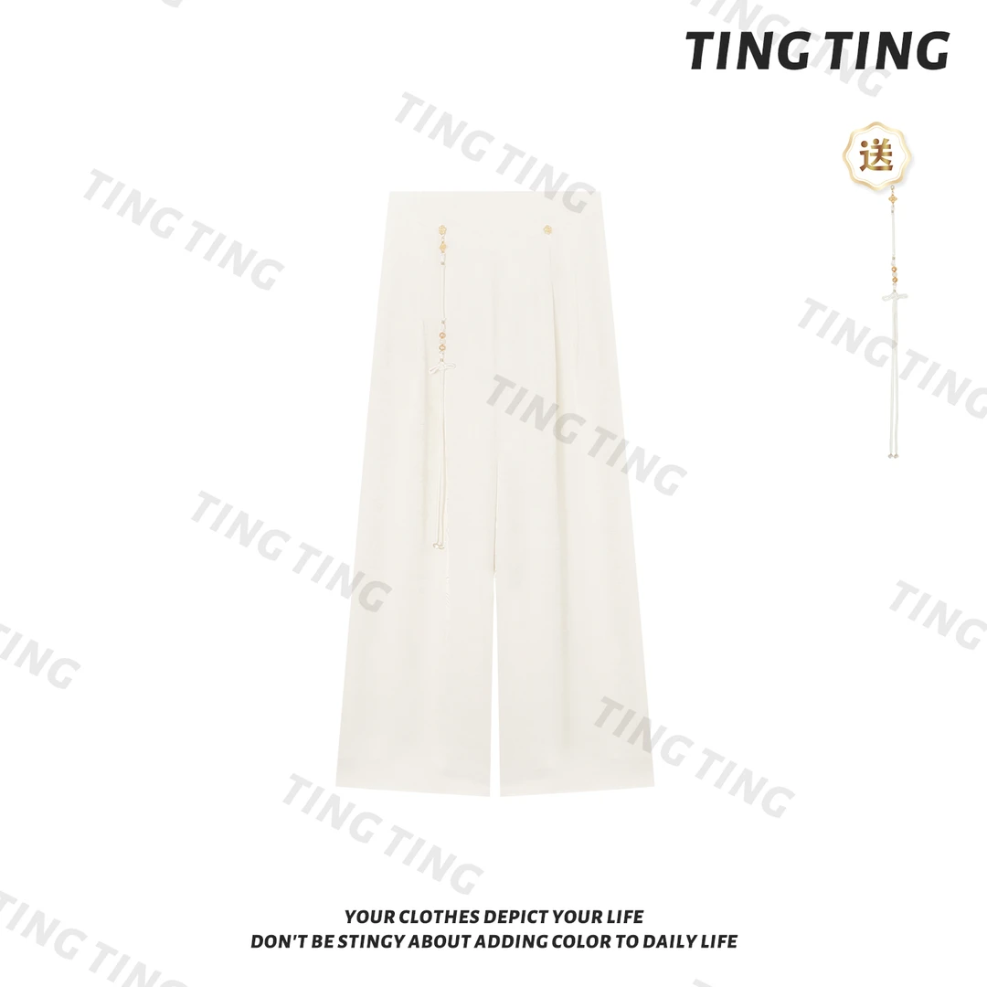 【婷婷】《国风裤》百搭显瘦质感 盘扣阔腿裤 TTH2SQ786【Q】