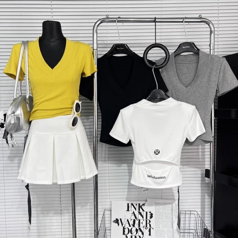 【张欣儿严选】纯欲新款短款T恤短袖女夏季打底衫镂空显瘦修身上衣