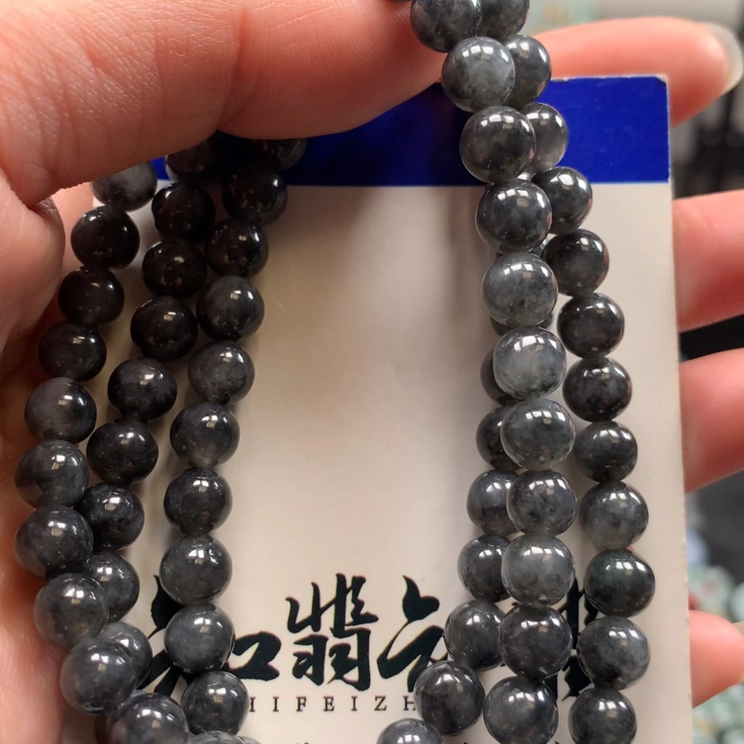 翡翠未镶嵌颈饰乌鸡长串