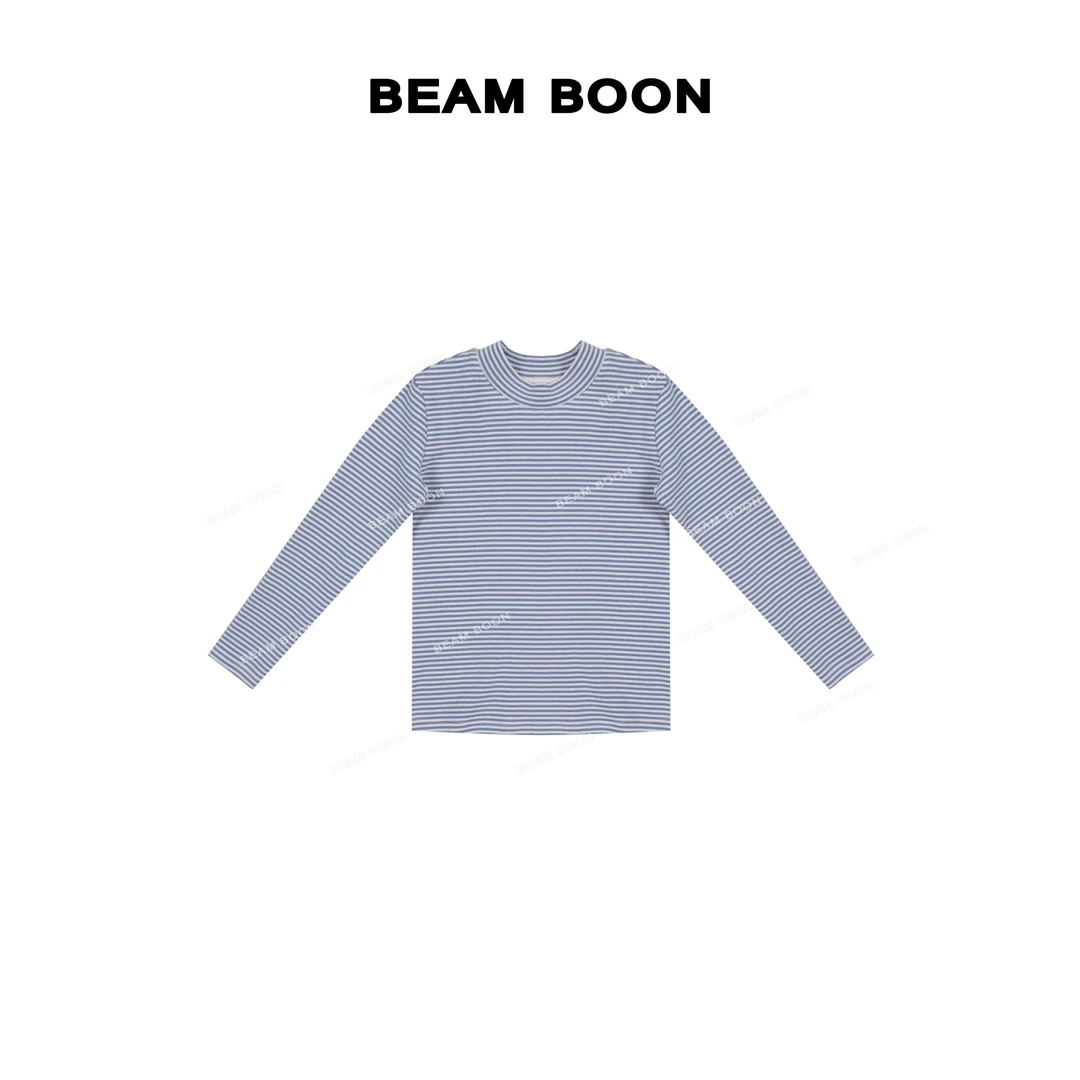 Beam Boon|【慕斯条纹儿童】软糯柔软锁温保暖撞色弹力贴身打底衫