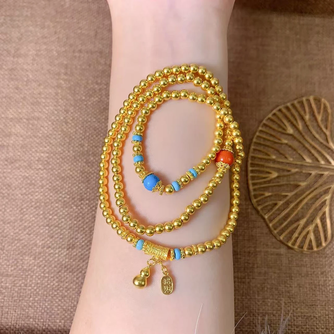 【伟新源】足金999 古法工艺招米福禄三圈手串 34.1克附加费158