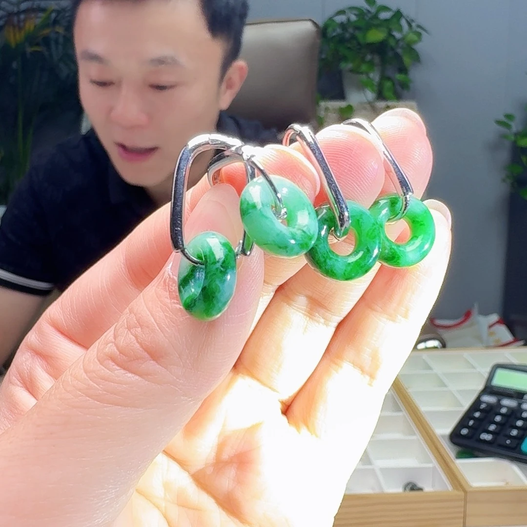 翡翠银S925镶嵌耳饰多样性发货其一