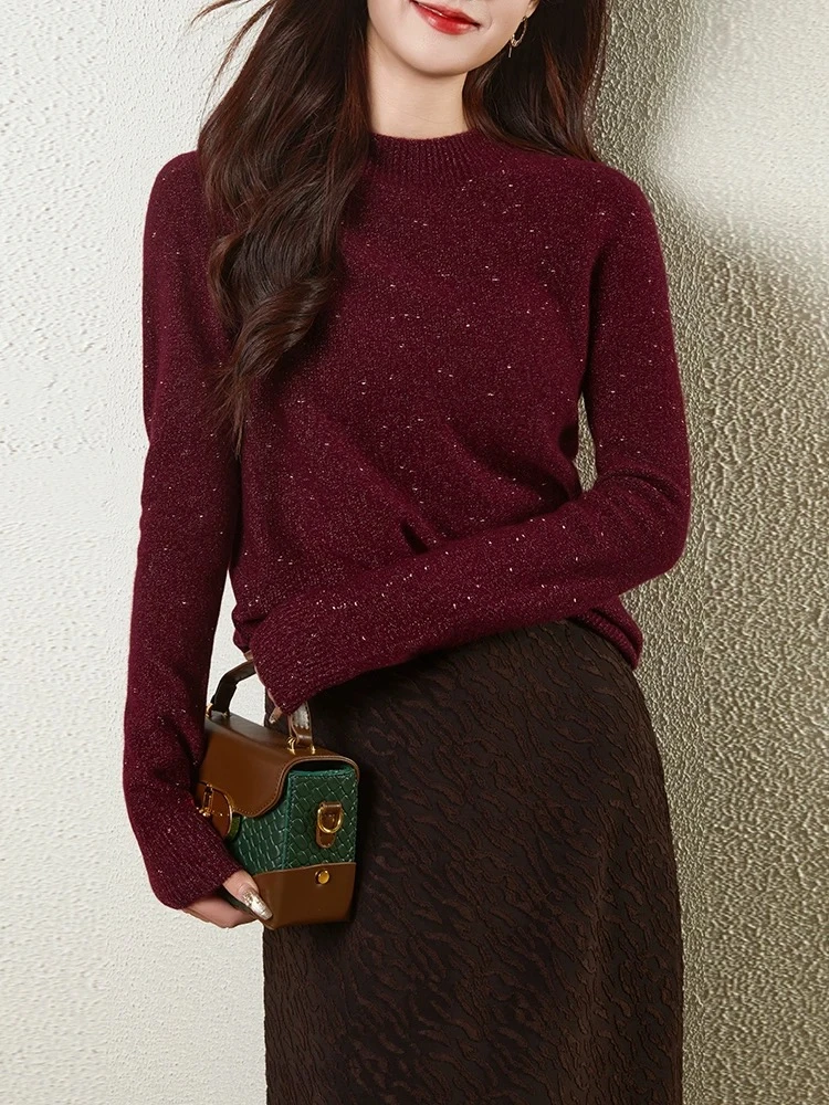 【白鲸】常规款短款针织长袖薄款毛针织衫显瘦打底衫百搭上衣2911