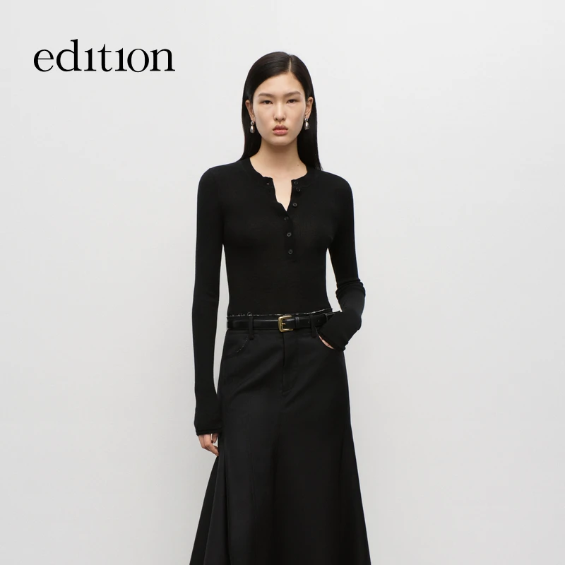 edition2025秋季半门襟绵羊毛针织衫温婉大气#EBD3SWTK05