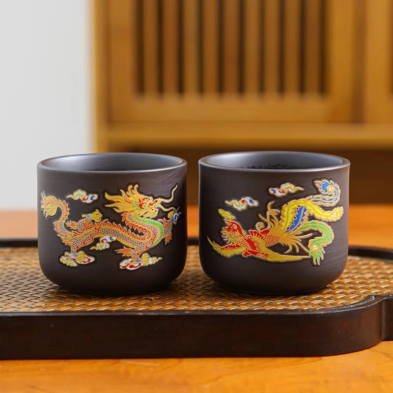 老紫泥变色杯一对