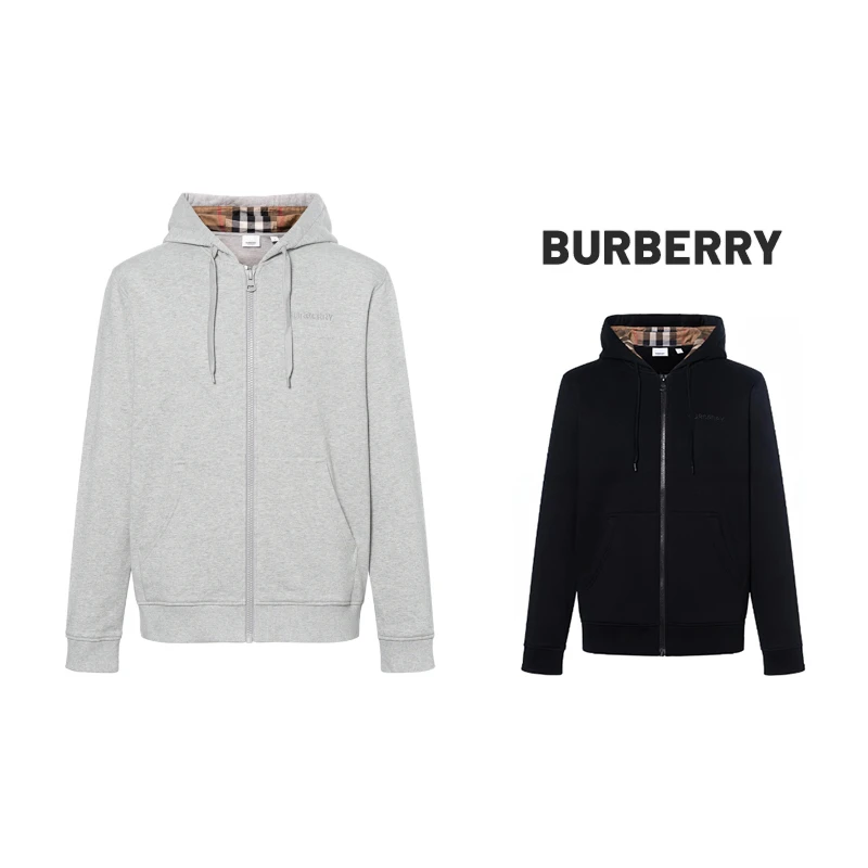 未使用 BURBERRY/博柏利 黑色字母拉链连帽卫衣8084376