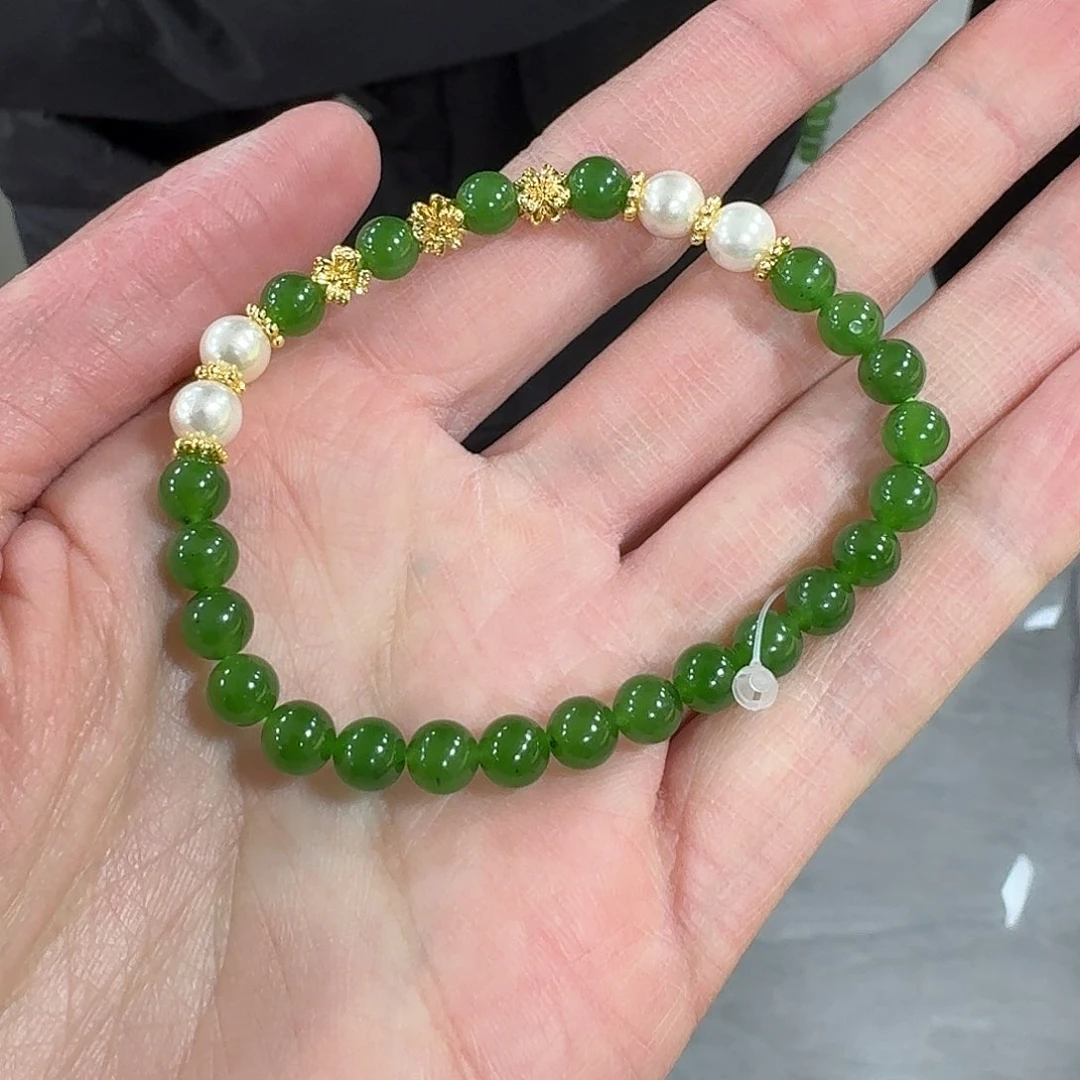 和田玉手串未镶嵌212登基哥卡6左右