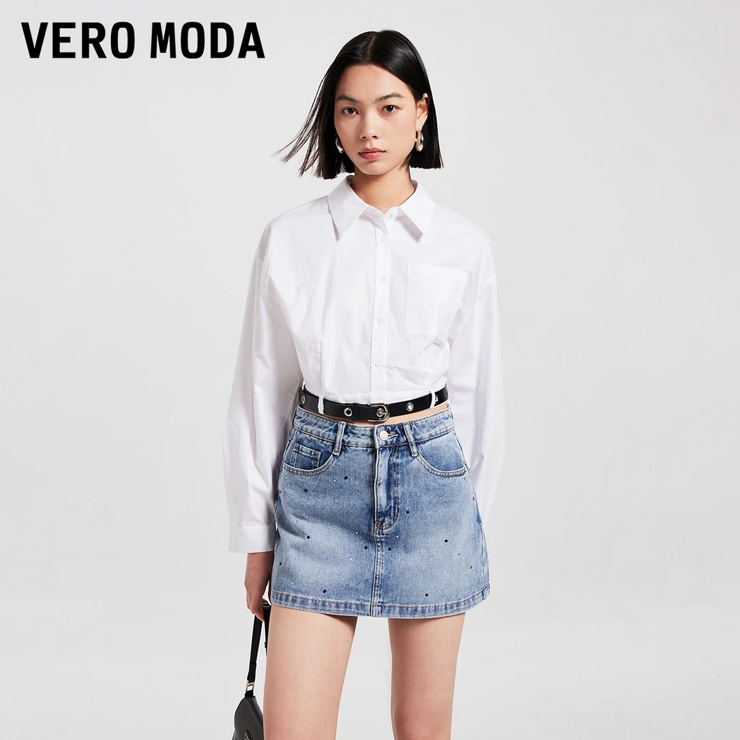 Vero Moda衬衫女腰带设计短款显瘦洋气百搭高级感衬衣慵懒风贵气