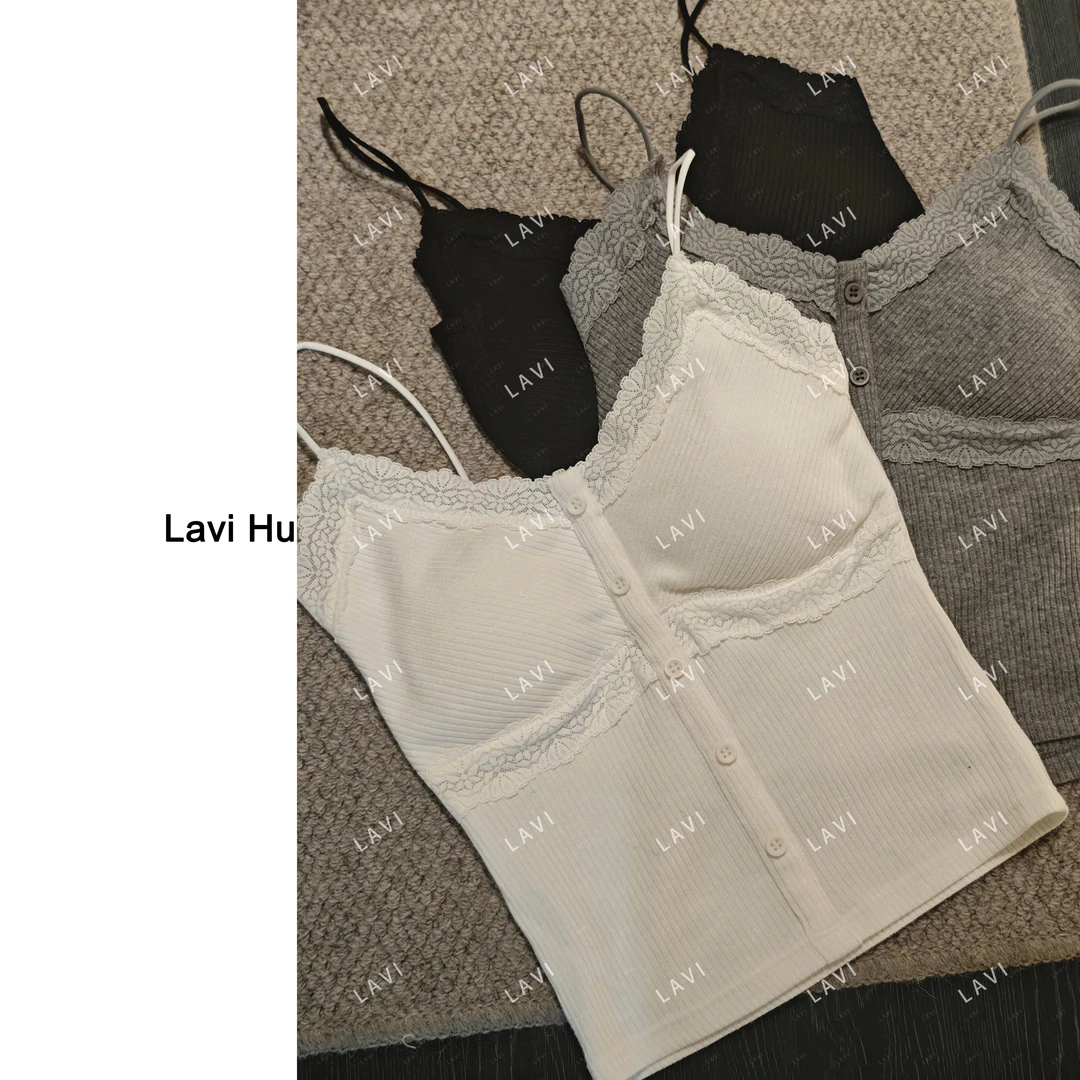 LAVI HU 秋季蕾丝极简风吊带背心3012