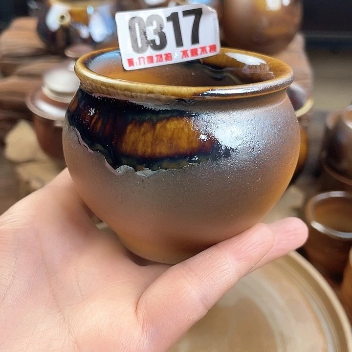 壶忠*a建水紫陶白泥柴烧杯