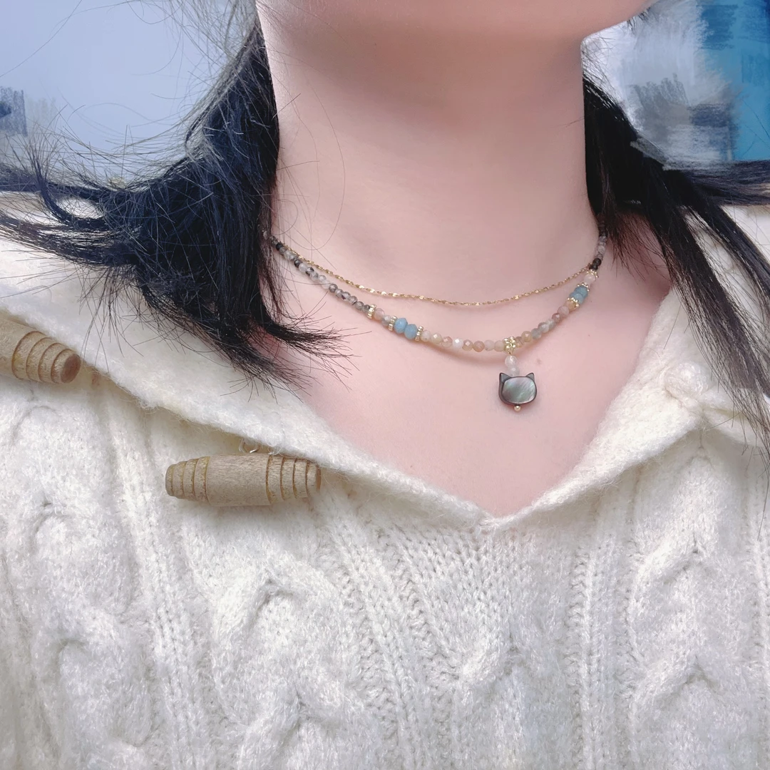 钛钢项链 【小猫】项链原石手工小众气质秋冬百搭复古简约可调节ins