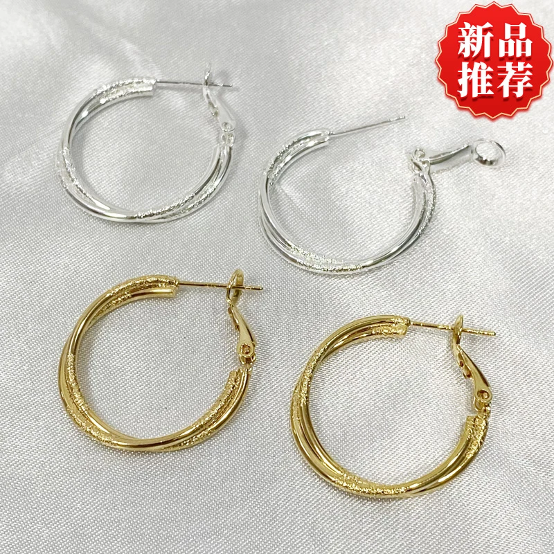 铜合金耳饰 时尚百搭几何圈圈耳环高级感气质耳饰金属扭扭耳扣