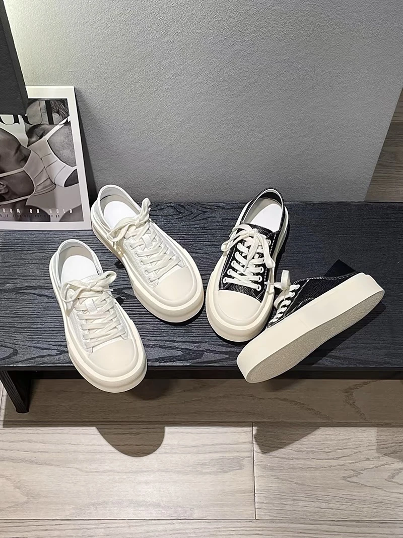 厚底小白鞋女真皮休闲板鞋舒适饼干鞋潮流女鞋