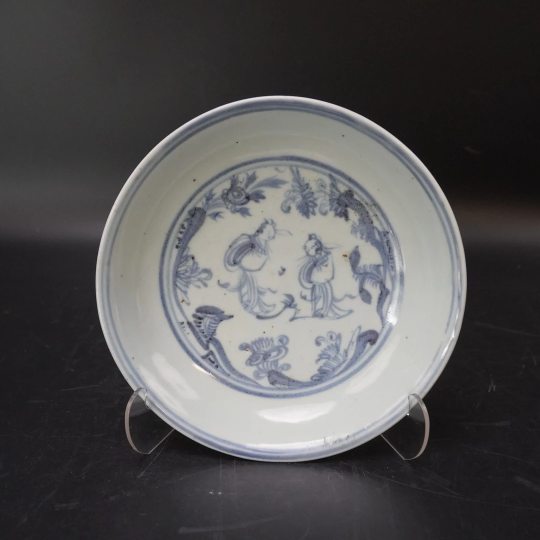 Lot.25100925明成化青花人物故事盘 直径：约19.3cm