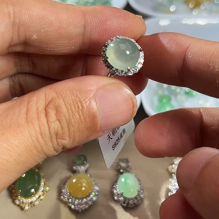 翡翠银S925镶嵌戒指