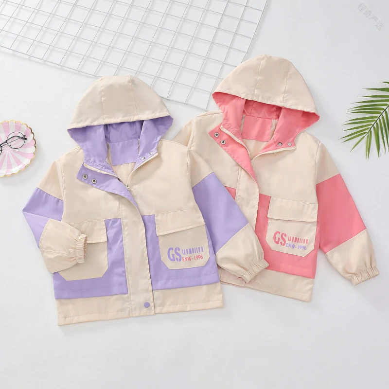 巴拉扣扣女童冲锋衣秋装外套2025新款洋气时髦女孩秋季大童连帽春
