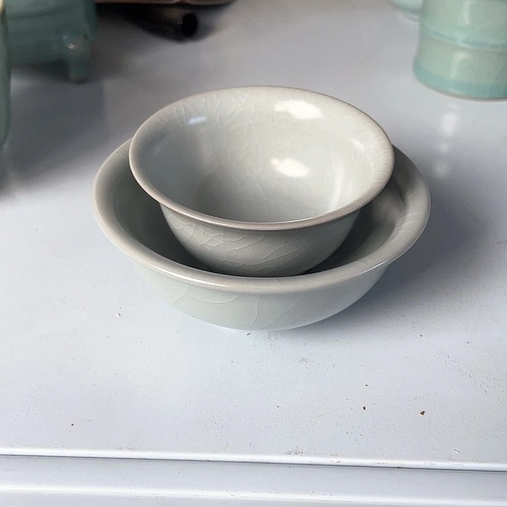 摆件P****?月白釉 单杯两个