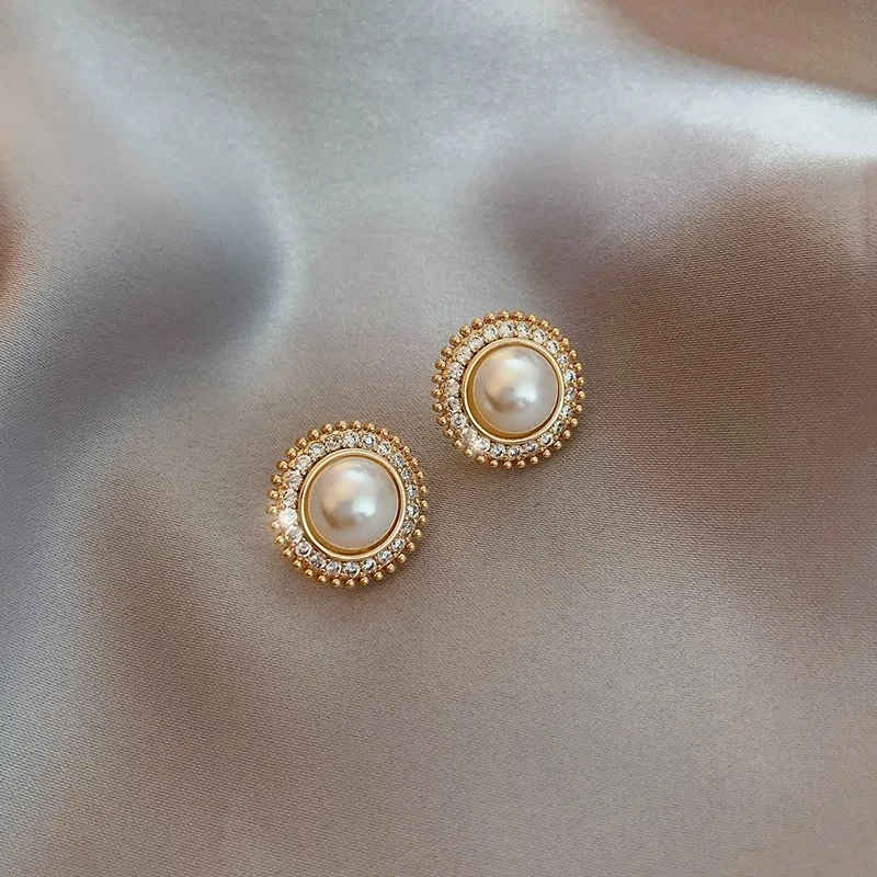 铜合金耳饰 高级感珠珠耳钉气质耳饰简约冷淡风耳环K1463