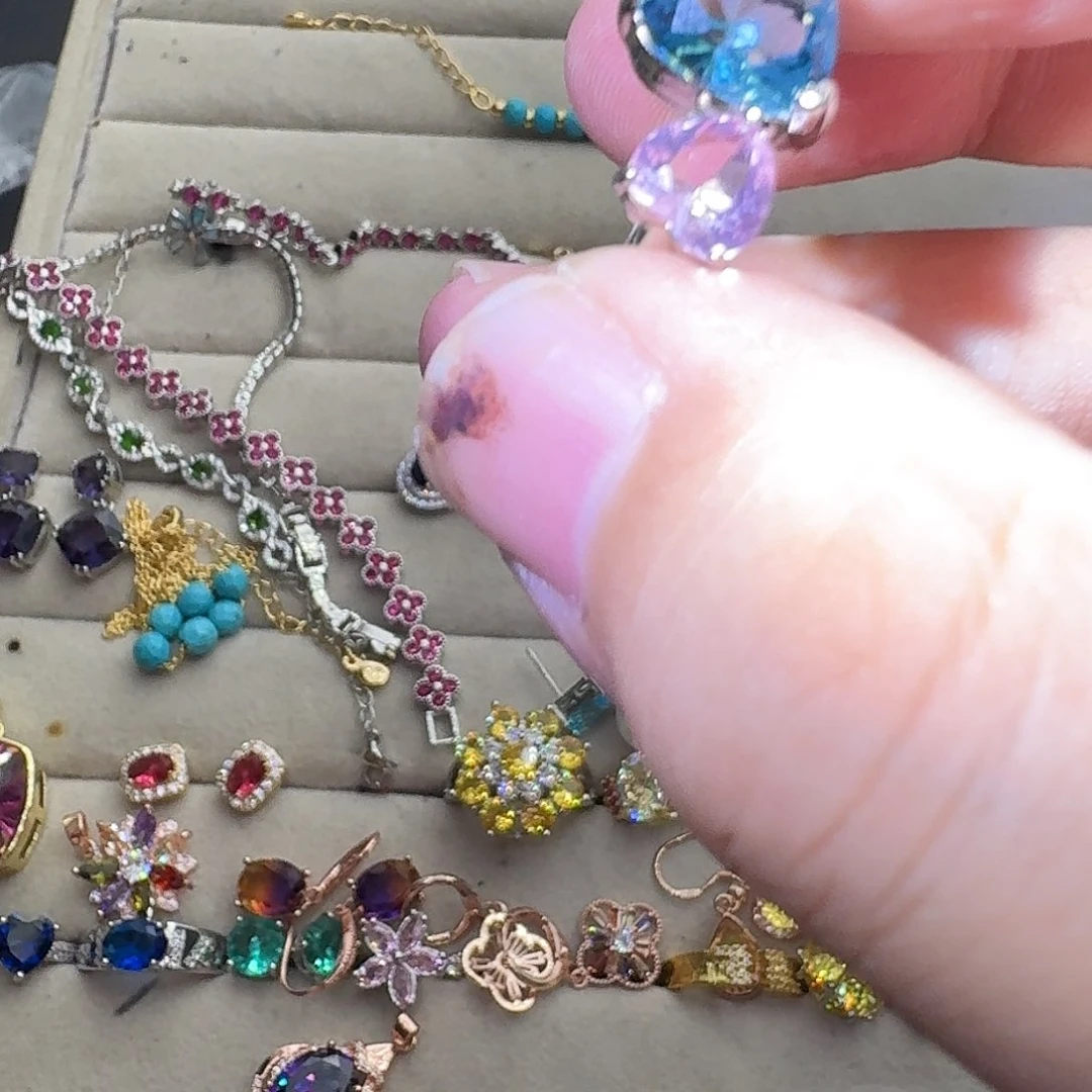 绿水晶戒指银S925镶嵌