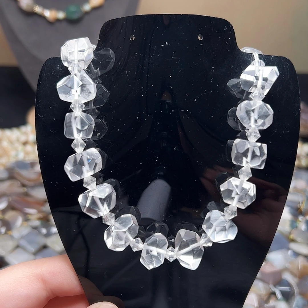 玛瑙/玉髓合金珠宝半成品D585，白水晶钻切一条/拍四发一