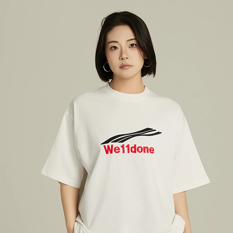 YSY WE11DONE美式高街男士短袖潮牌刺绣廓形情侣半袖T恤男士