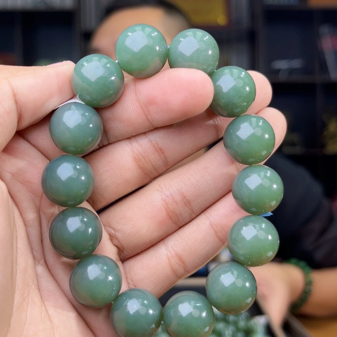 和田玉未镶嵌手串天然和田玉新疆且末料瓷蓝卡16