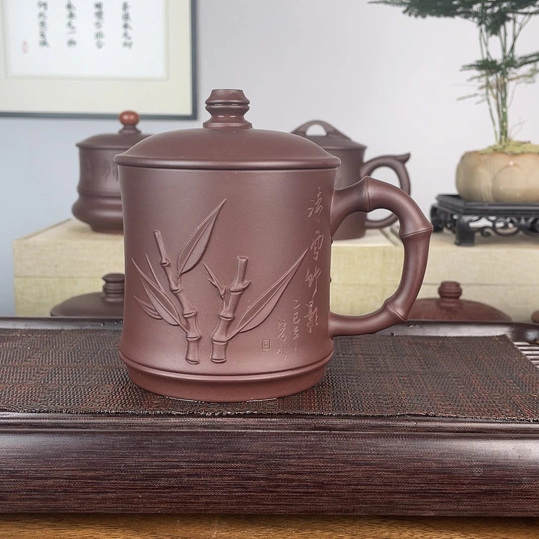 幸***虎茶杯紫砂紫砂盖杯500cc