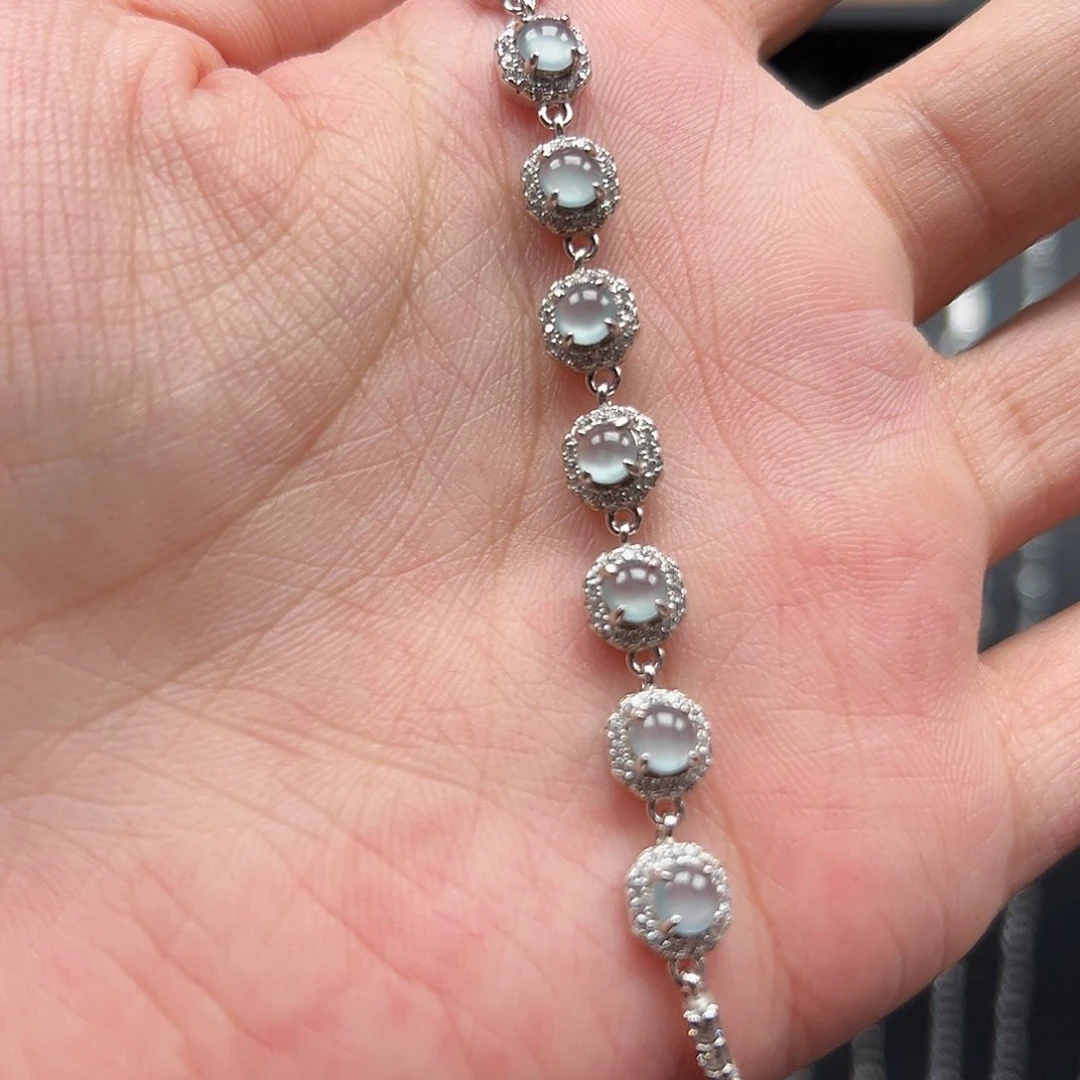 银S925镶嵌手链翡翠88888