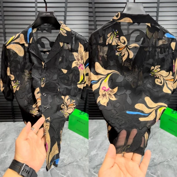 6800/夏季新款高品质时尚男士透气潮流古巴领短袖