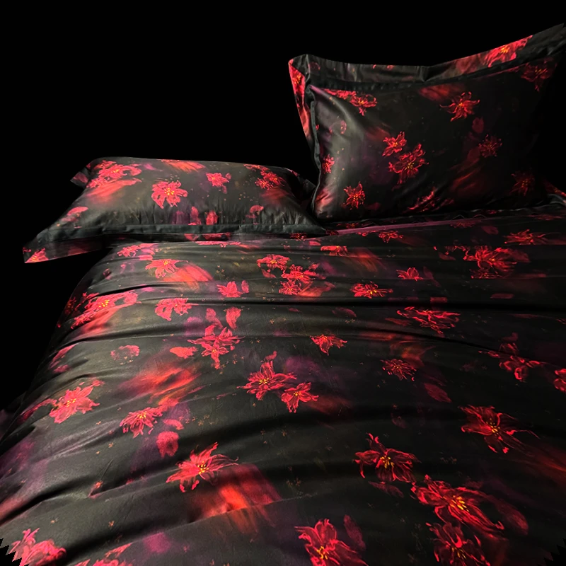 納蘭迦【暗夜鎏金】高端100%全棉床上四件套主卧高颜值奢华床品新款