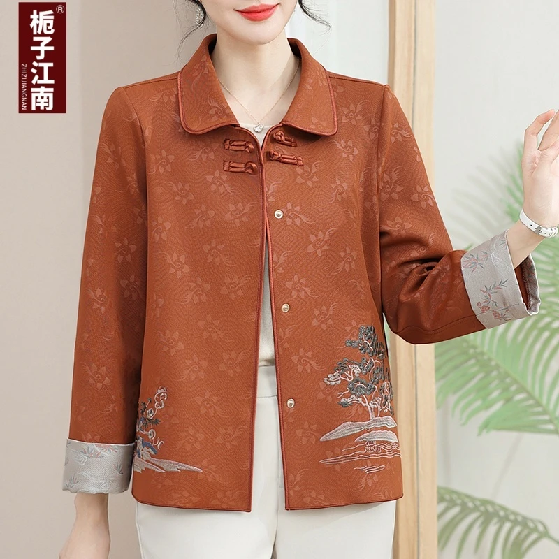 2025秋季新款妈妈国风新中式短外套中老年女装洋气百搭时尚上衣