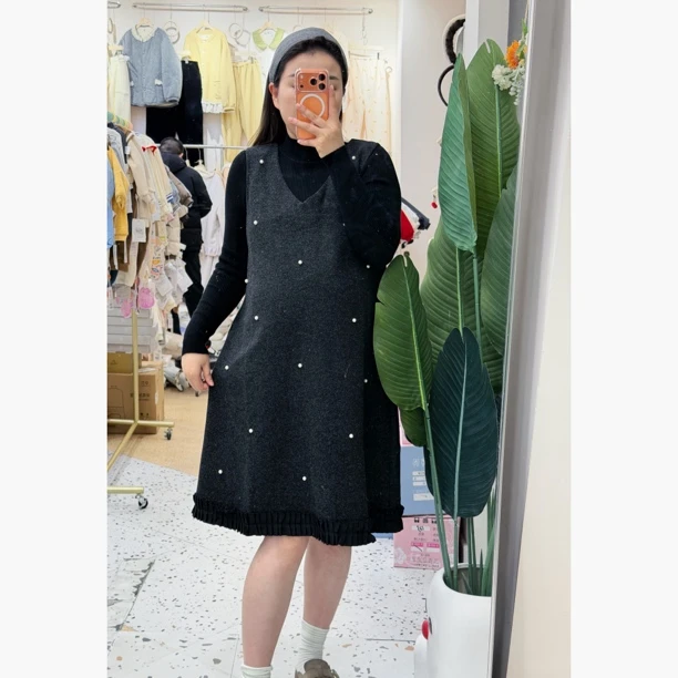 【真爱妈咪】高品质孕妇冬季小香风洋气时尚连衣裙套装