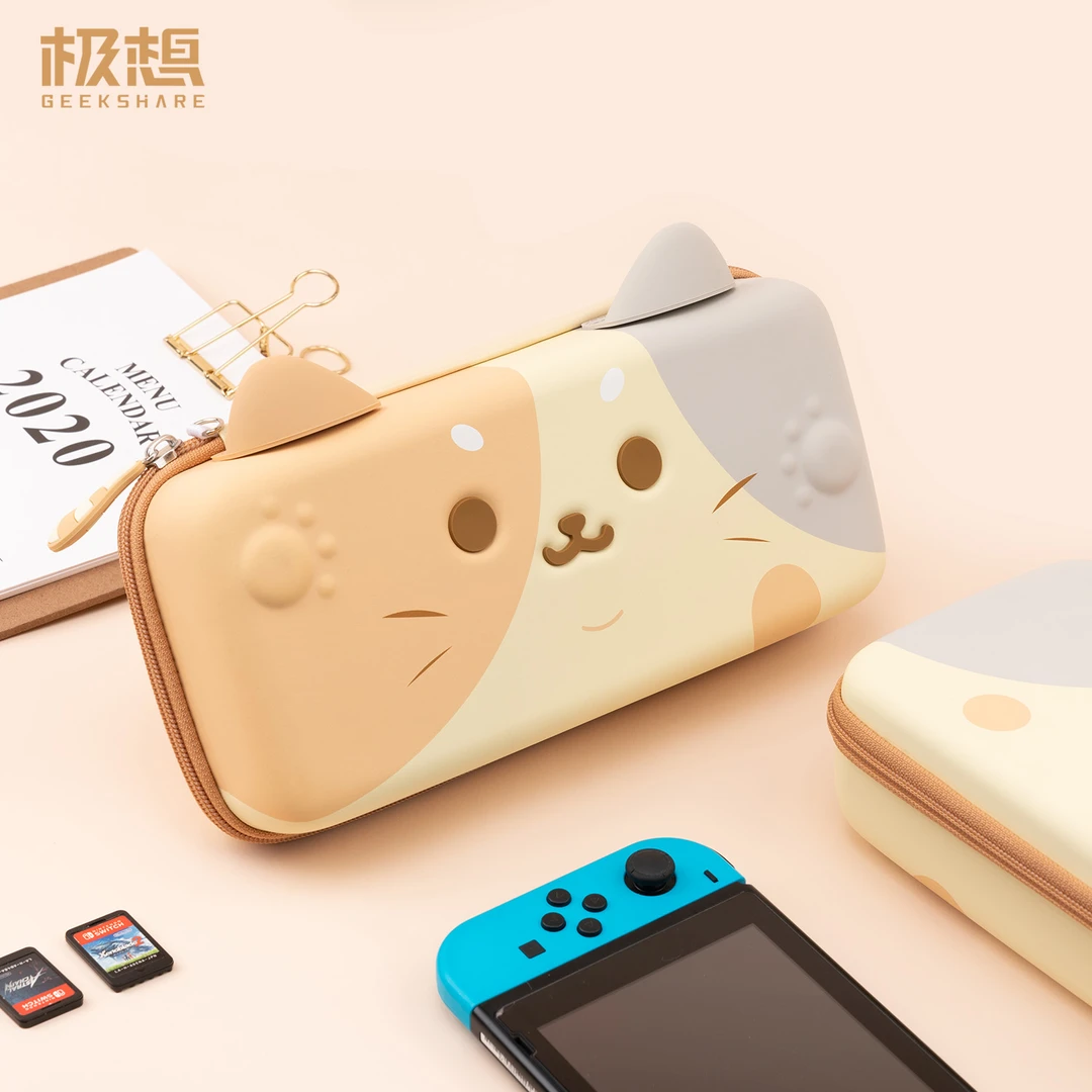 极想任天堂switch收纳包硬壳保护壳套NS2代可爱猫耳oled便携卡带