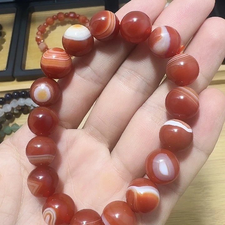 合金手链玛瑙/玉髓红色缠丝玛瑙手链