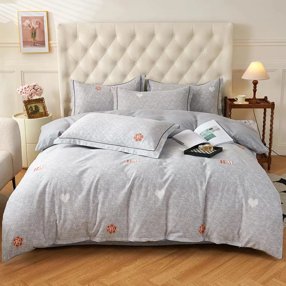 四季全棉80支轻奢斜纹简约款全棉100%棉四件套床上用品四件套