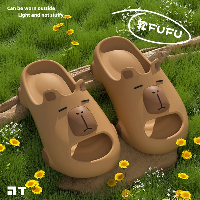卡皮巴拉凉拖鞋女士2025夏季新款卡通情侣时尚居家软底EVA凉拖鞋
