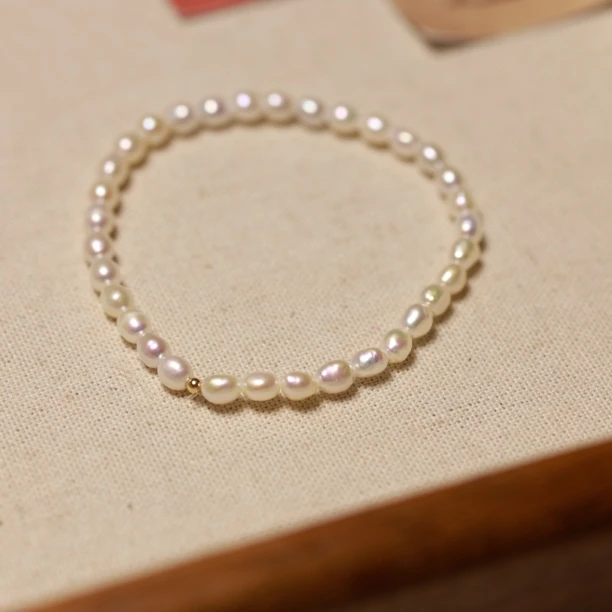 18K金小米珠弹力绳手链JSL505