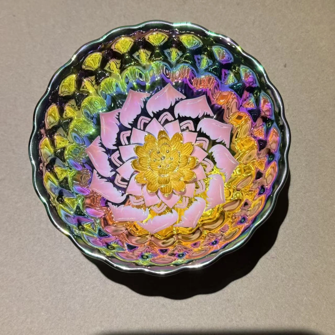 369高端茶具茶器（七彩梦幻粉彩金莲杯）主人杯