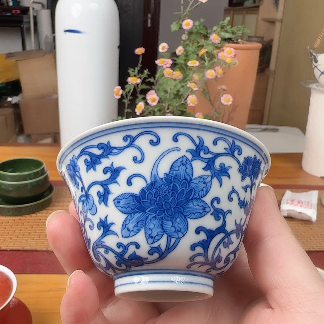 杯子陶刘剑锋缠枝花卉