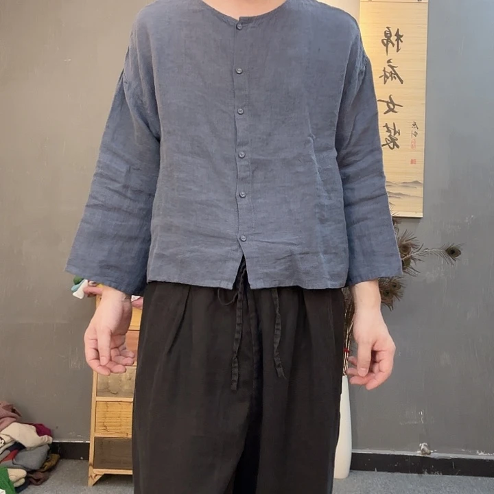 亚麻面料色织上衣女士