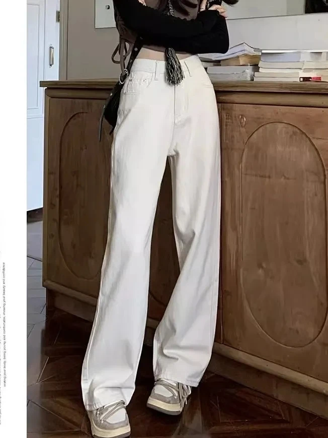 【c姐专属】拖地裤裤子废土风垂感阔腿牛仔裤女高腰白色长裤宽松987