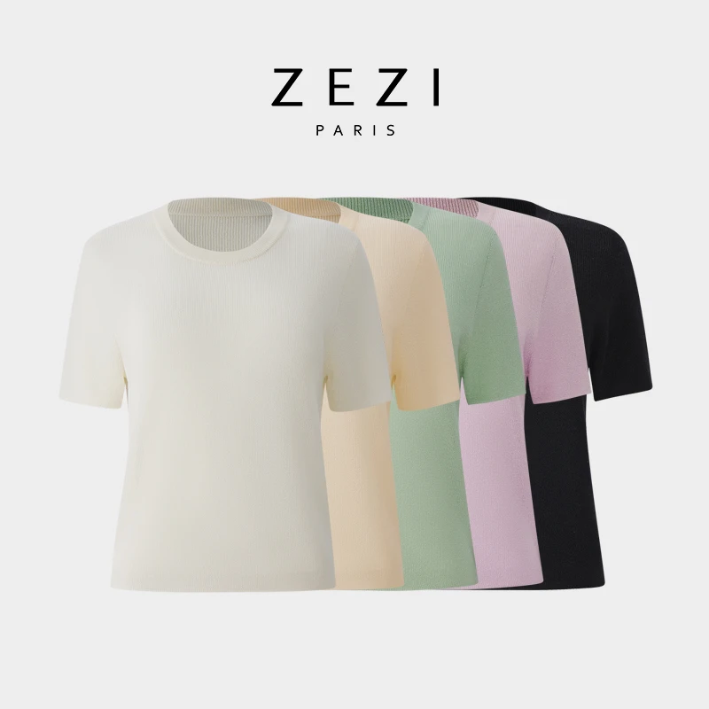 ZEZI48支单股鑫丝麻针织打底衫遮肉显瘦宽松针织衫百搭多色可选新