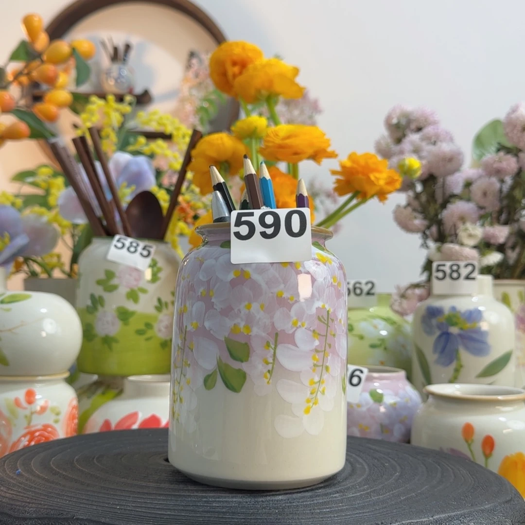 摆件景德镇手作陶瓷花瓶摆件无孔