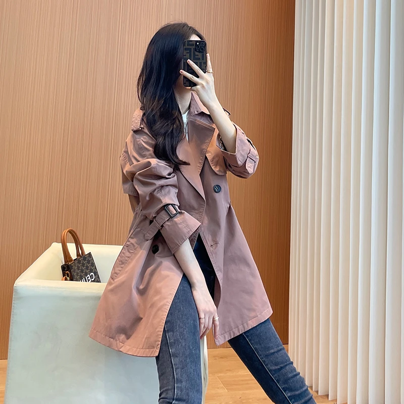 NAHOPULER/纳霍浦勒正品风衣外套女春秋小个子中长款秋款女装大衣