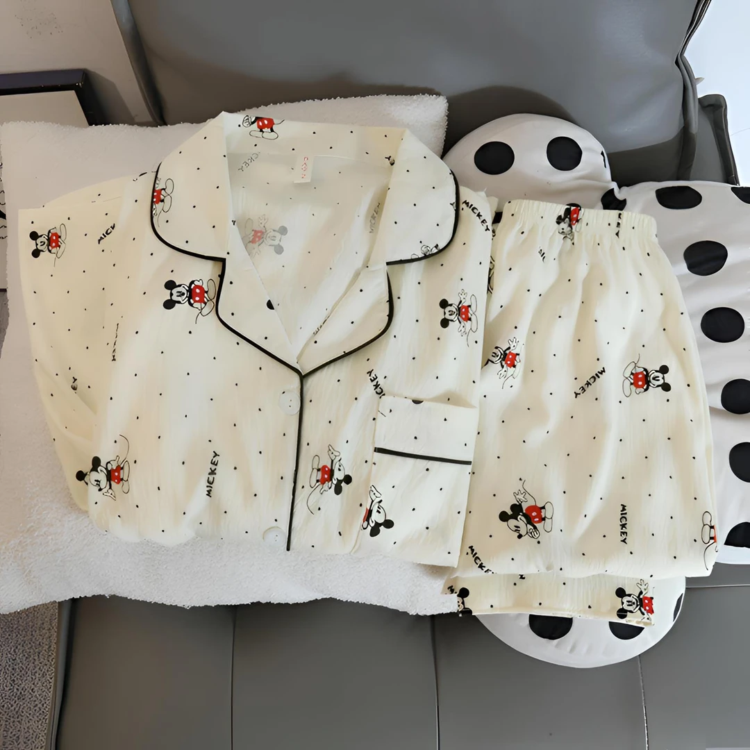 云朵棉睡衣女款春夏季长袖2025年新款套装休闲卡通开衫外穿家居服