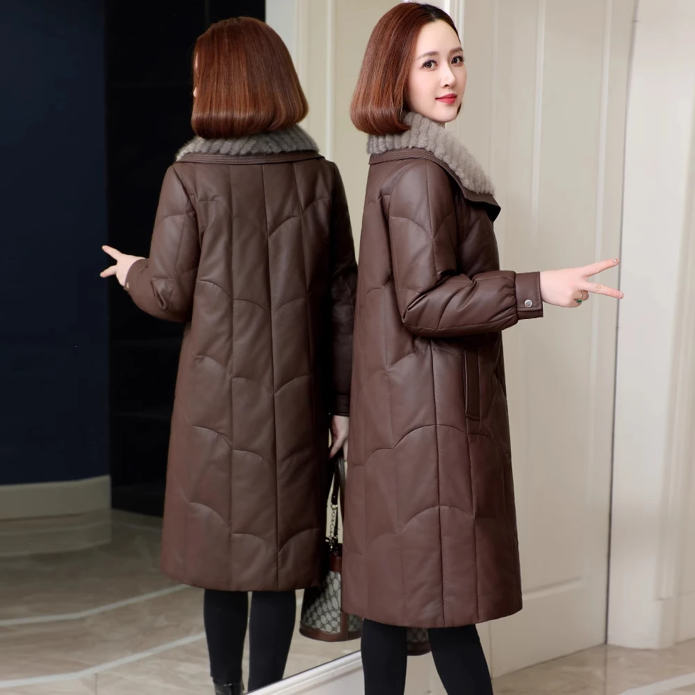 2025冬季皮衣外套女绵羊皮新款大翻领显瘦鸭绒真皮羽绒服皮草外套